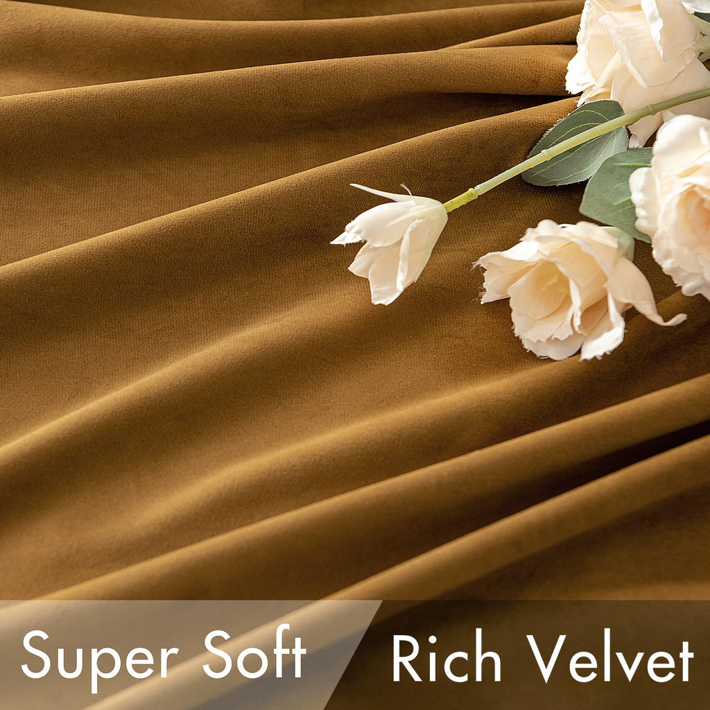 Velvet Curtains Extra Wide 72x84 inches Gold Curtains