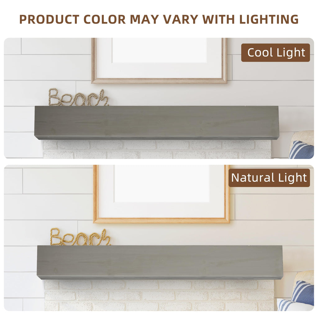 72" Rustic Wood Fireplace Mantel | Wall-Mounted & Floating Shelf Decor