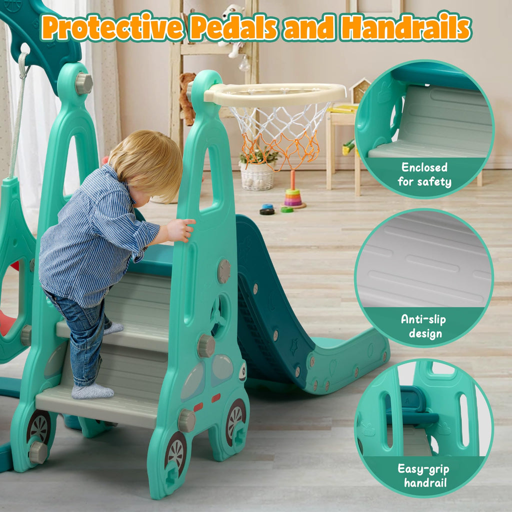 6 in 1 Toddler Slide and Swing Playset