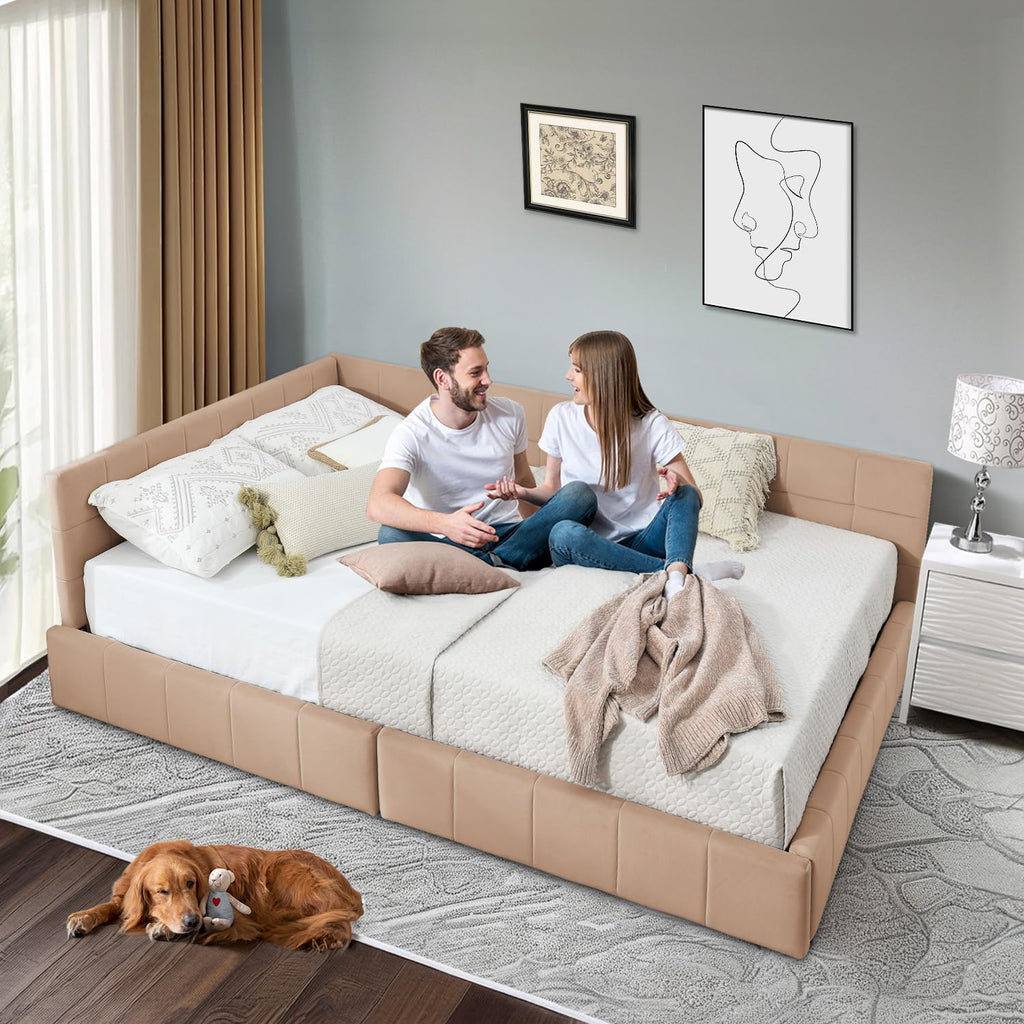 Queen Daybed with Storage Drawers, Modern Corner Tufted Velvet Upholstered Queen Size Sofa Day Bed Frame with Wooden