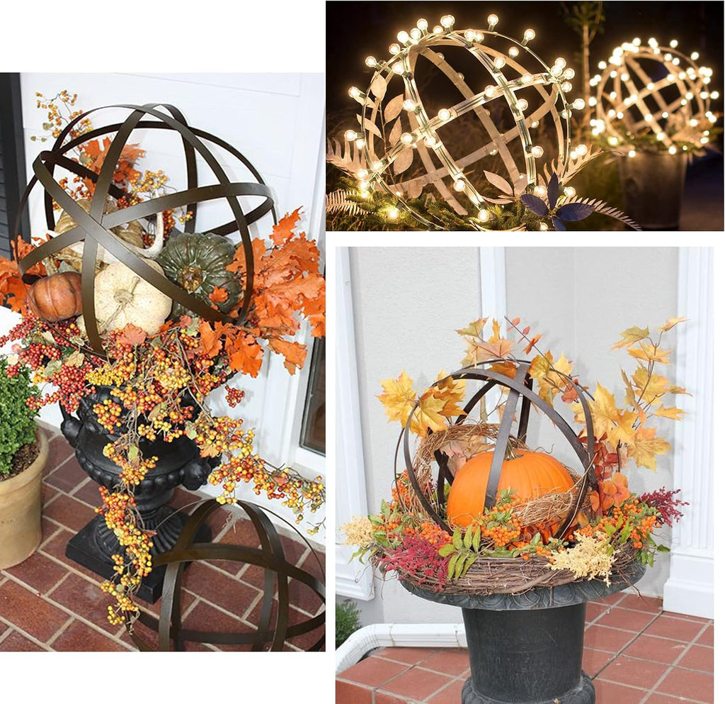 Metal Garden Spheres, Metal Band Decorative Spheres, Metal Folding Orb Garden Ball, Sets of 3