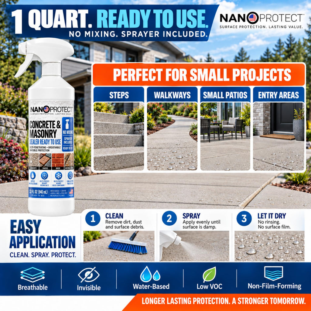 & Stone Sealer - 1 Quart Ready-to-Use, Long-Lasting Protection for Driveways, Patios, Pavers & Walkways