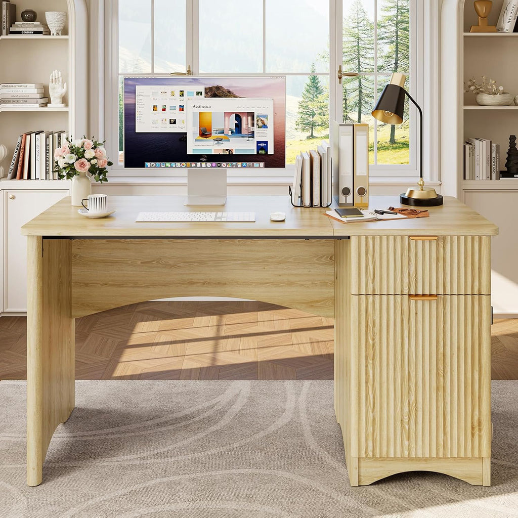 47 inch Computer Desk with Drawer, Office Desk with File Cabinet