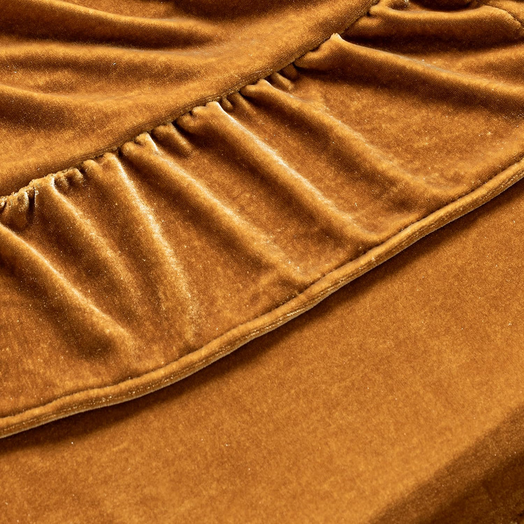 Velvet Tablecloth with Decorative Ruffle 60x102 Inch Gold