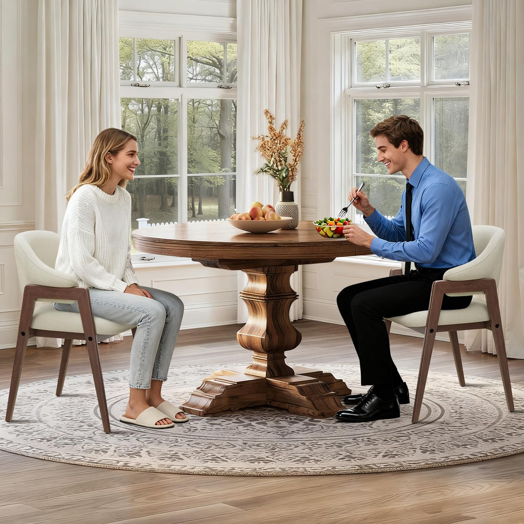 Wooden Set of 4, Modern Fabric Upholstered Dining Room Chair, Kitchen Side Chairs, Farmhouse Dinner Chair with Curved