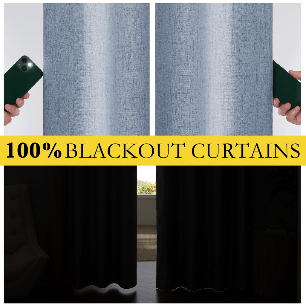 100% Blackout Curtains 78 inches Long 2 Panels, Stone Blue