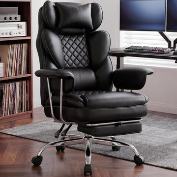 Big and Tall Gaming Chair with Footrest, Reclining Chair, Black