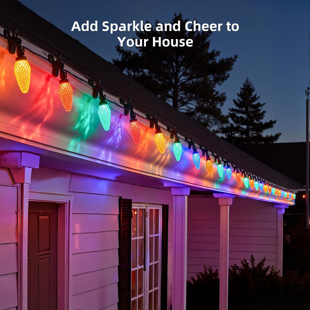 C9 LED Christmas Lights Outdoor, 97ft 150 LED Waterproof Strawberry Christmas Decorations String Lights, Plug in