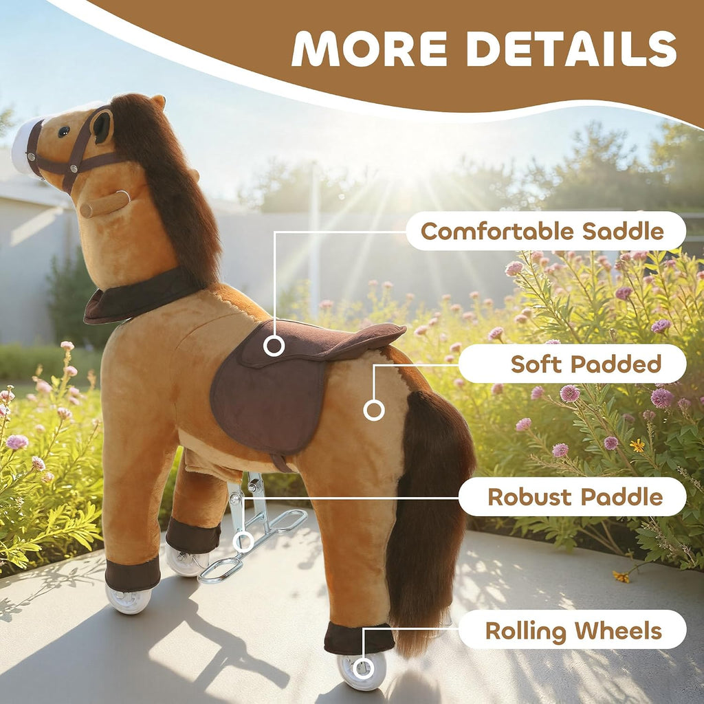 Ride on Horse Plush Riding Pony for Kids 3-5 Years 29.5 Inch Brown