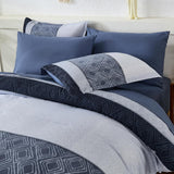 Dinjoy Blue King Comforter Set,Striped Boho Bed in a Bag King 7 Pieces Soft Fall Bedding Comforters Microfiber Mineral