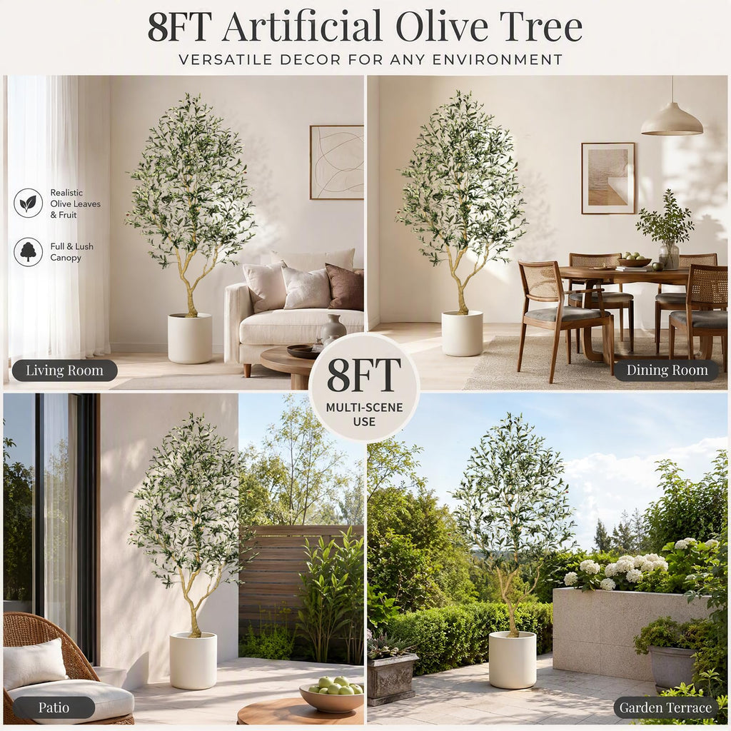 Olive Trees Artificial Indoor 8FT UV Resistant Faux Trees Outdoor