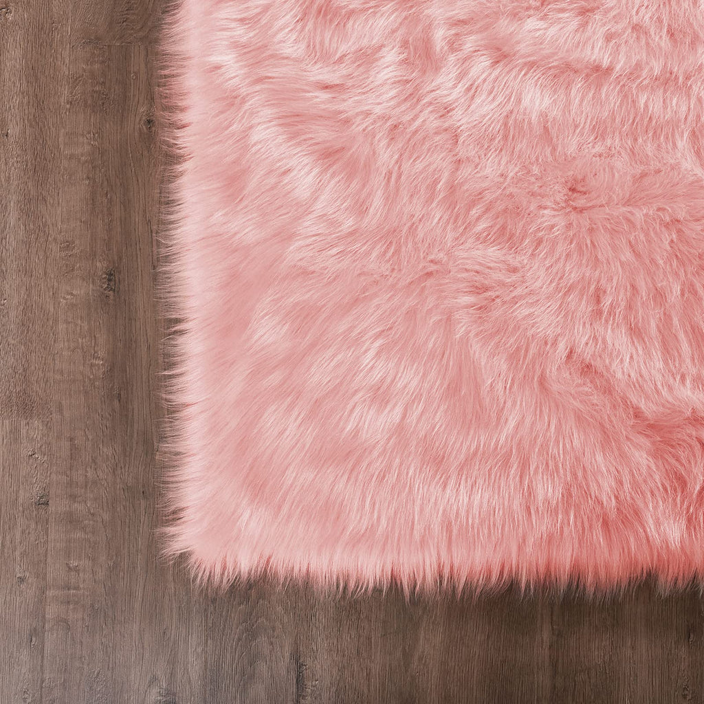 Pink Fur Rug Sheepskin Rug 2x6 Fluffy Runner Rug Dorm Fuzzy Furry Cute Shag Rug Decor Washable Sheepskin