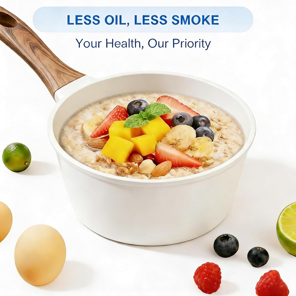 17Pcs Ceramic Cookware Set, Non-Toxic Nonstick Cooking Pots & Pans with Heat Resistant Grips, Complete Induction