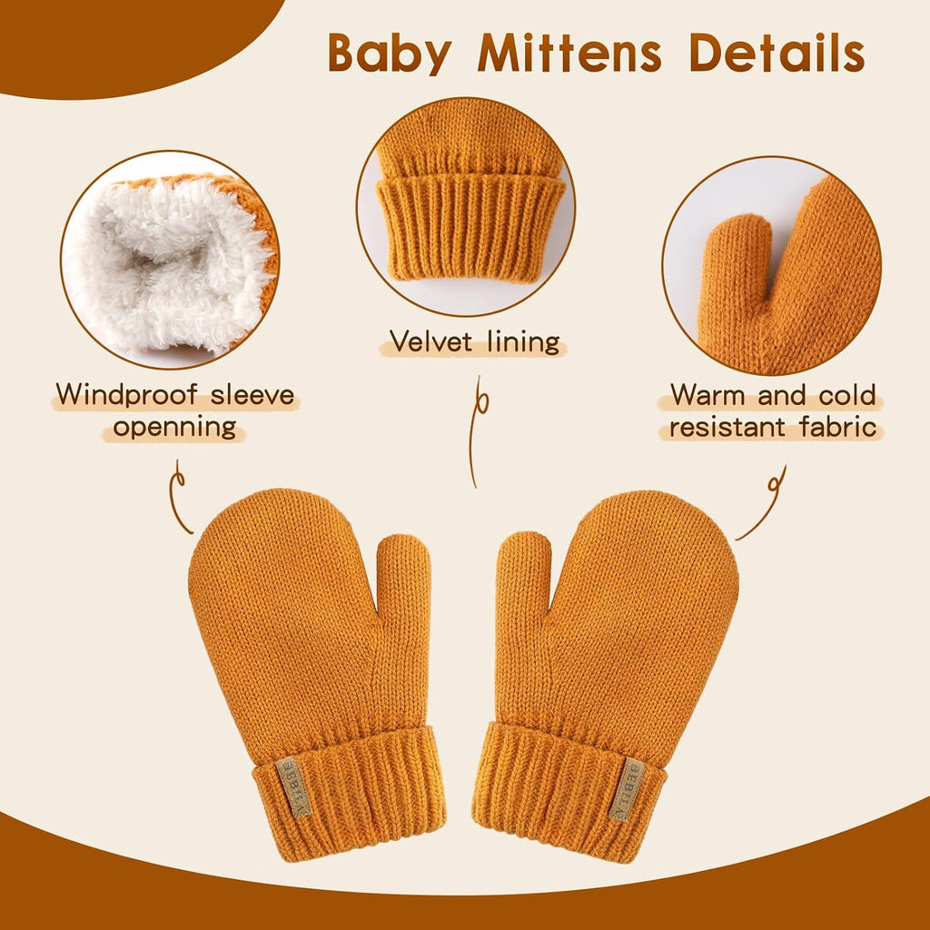 Baby Beanie Boys Winter Hat Gloves Girls Scarf Set Fleece Lined Knit