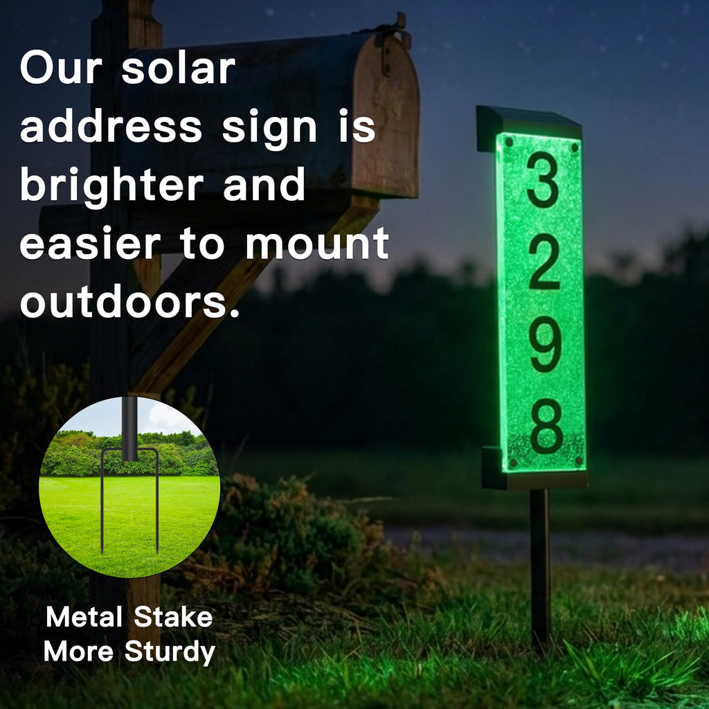 Solar Address Numbers, Address Signs for Yard with Stake