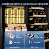 Wine and Beverage Refrigerator Black, 24 Inch Beverage Cooler Under Counter Dual
