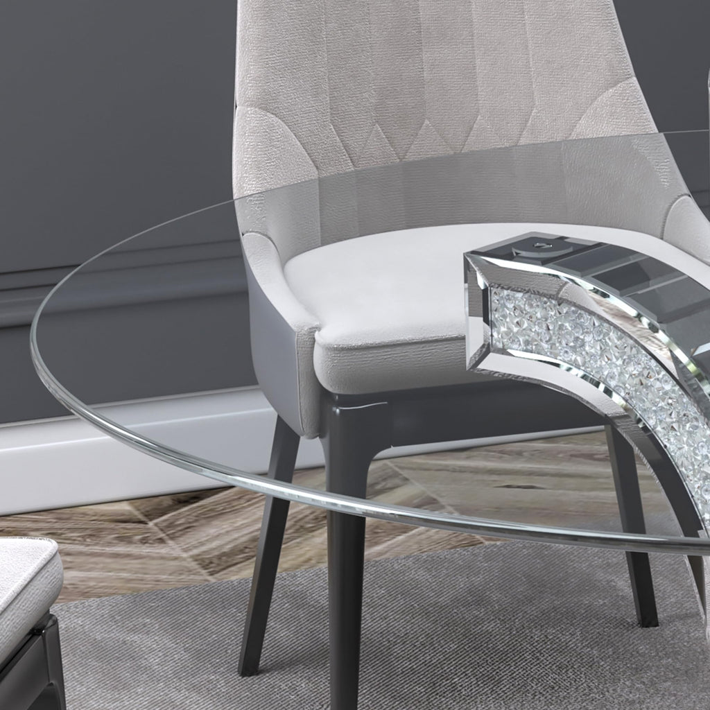 52" Round Glass Pedestal Dining Table with Tempered Glass Top