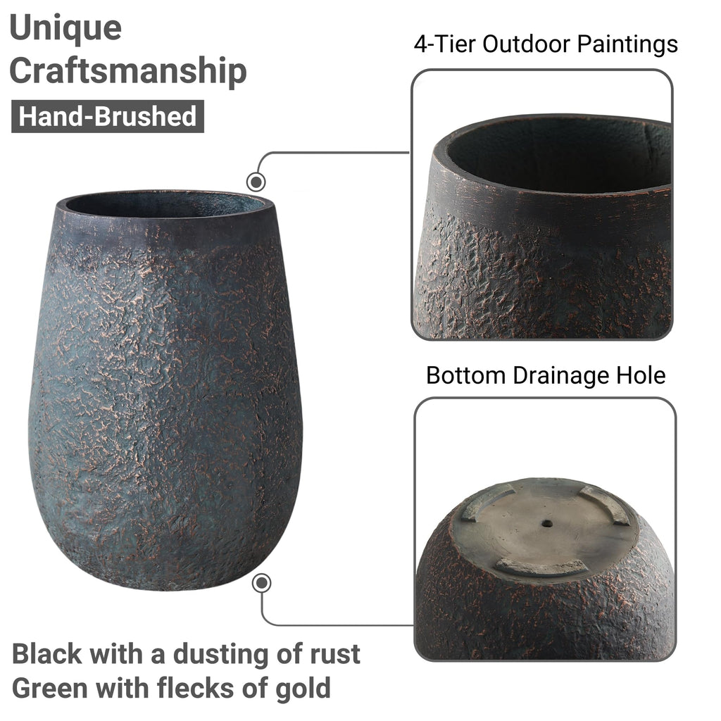 19.7" Weathered Concrete Planter with Drainage Hole for Outdoor Indoor