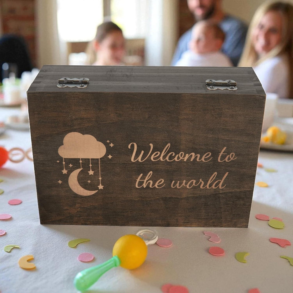 Welcome to the World Baby Memory Box, Engraved Newborn & Baby Shower Gift