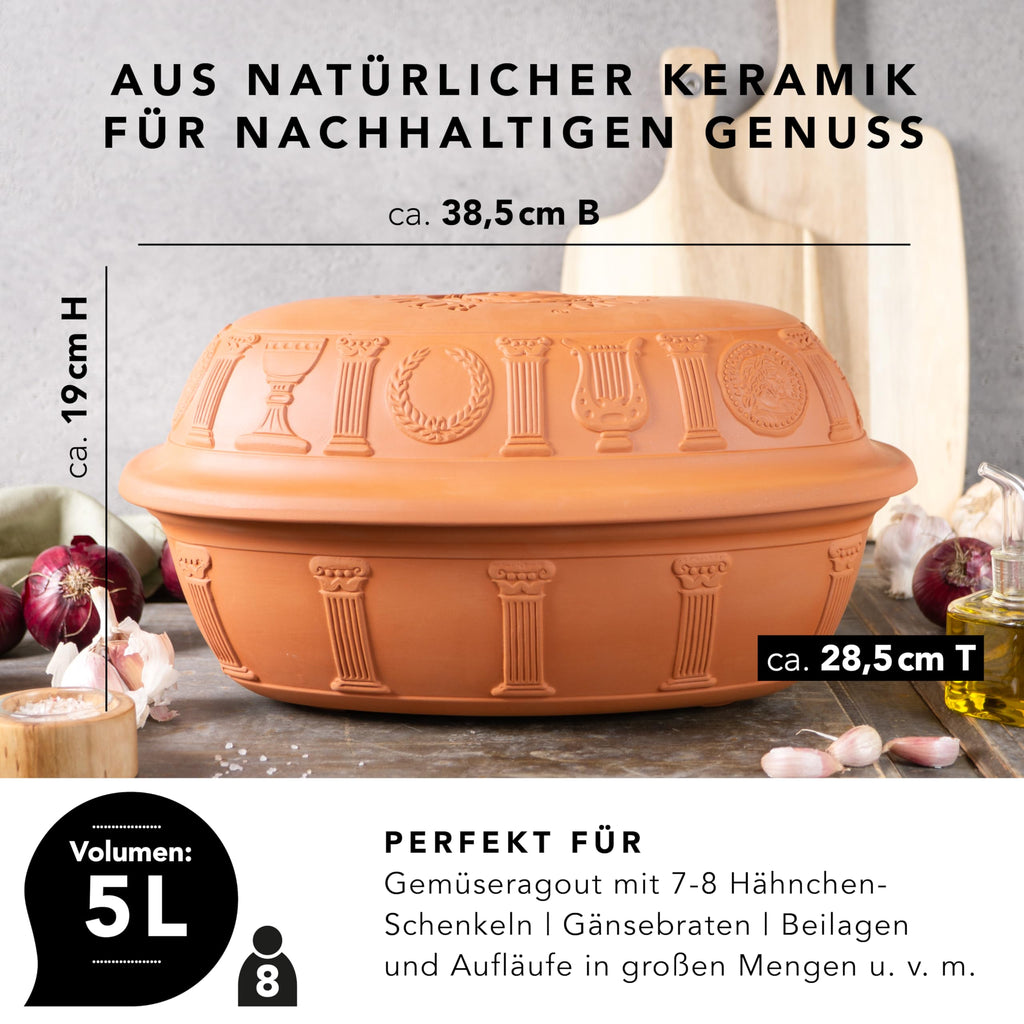 Romertopf Clay Roaster | 50 Years Anniversary Edition | Non-Stick Dutch Oven | Healthy Pot Cooking | Clay Baker