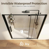 56-60" W x 72" H Pivot Shower Doors, Semi-Frameless Swing Water Repellent Glass Shower Doors with 1/4" (6mm) Clear