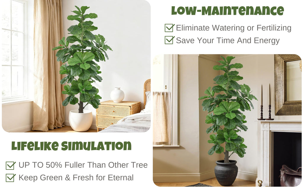 Artificial Fiddle Leaf Fig Tree 6FT with Thick 148 Leaves