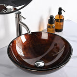 Aquaterior Tempered Glass Bathroom Vessel Sink Artistic Round Vanity Bowl Basin Spa Arts & Crafts