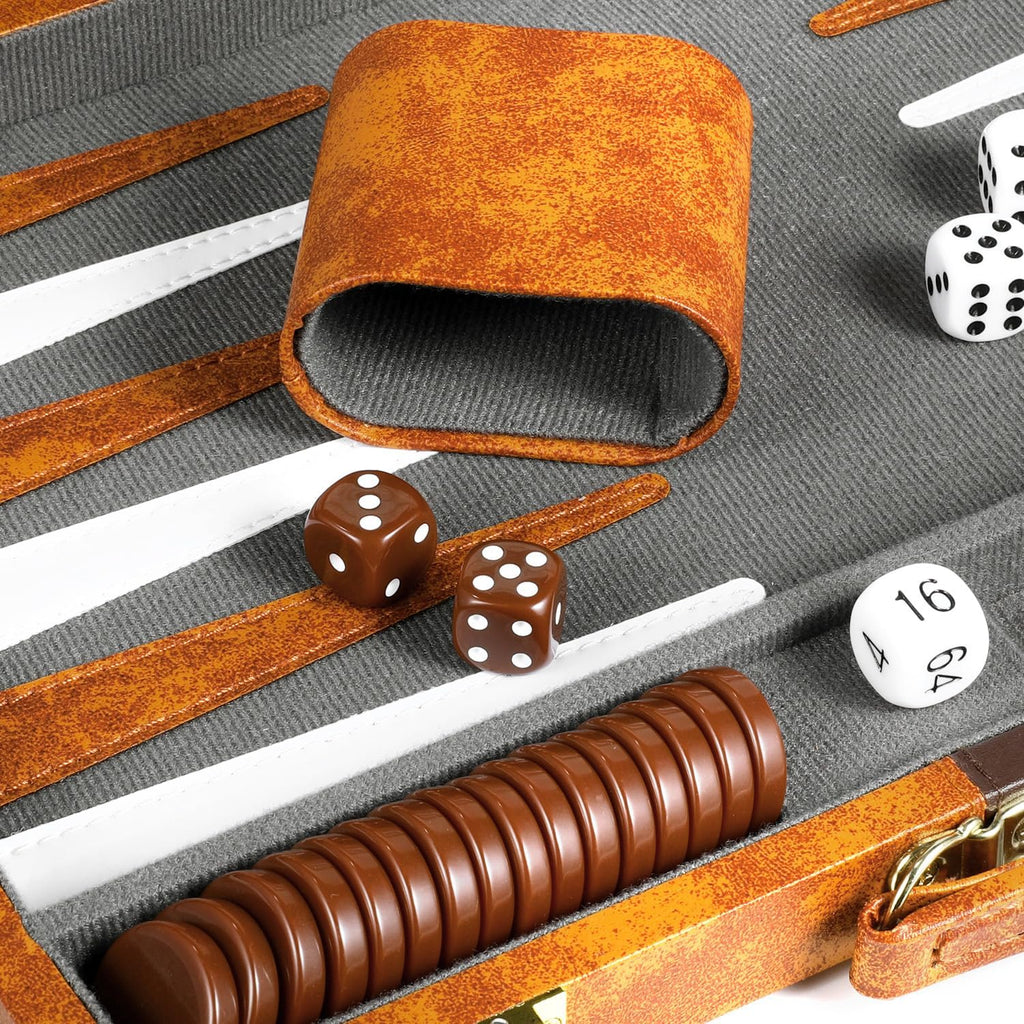 Classic Backgammon Sets for Adults, Deluxe Leather Case, Felt Interior, Portable Travel Backgammon Set for Parties