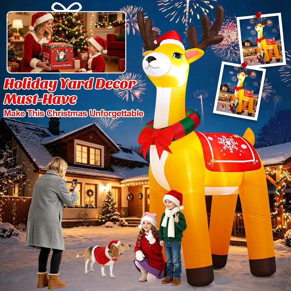 10 FT Giant Christmas Inflatables Reindeer Outdoor Decorations