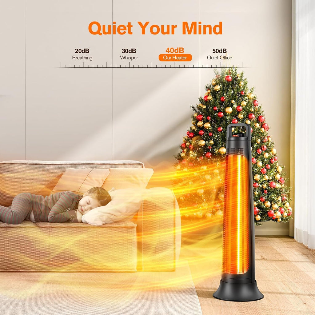 Outdoor Heaters, 1500W, Infrared Patio Heater with 3H Timer, 60° Oscillation, Tip-Over & Overheat Protection