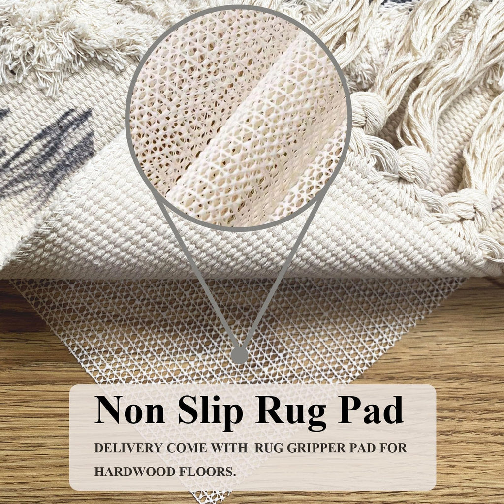 Boho Runner Rug, Washable Hallway Rug Runner Non Slip Rubber Backed, Kitchen Farmhouse Area Rug Floor Mat with