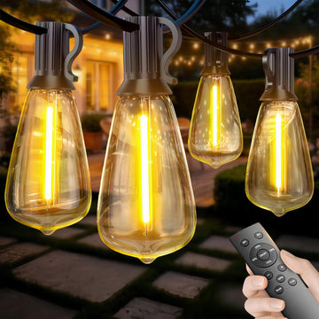 60FT Outdoor String Lights ST38 LED with Remote Waterproof Dimmable