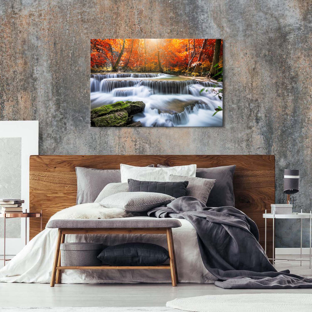 Nature Sunset Landscape Large Wall Art Living Room National Park Forest Picture Wall Decor Waterfall Scene Poster