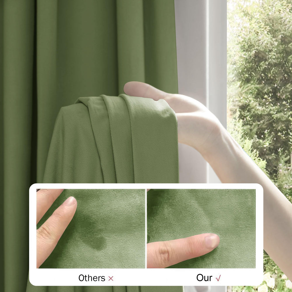 Sage Green Velvet Curtains Living Room 52x72 2 Panels