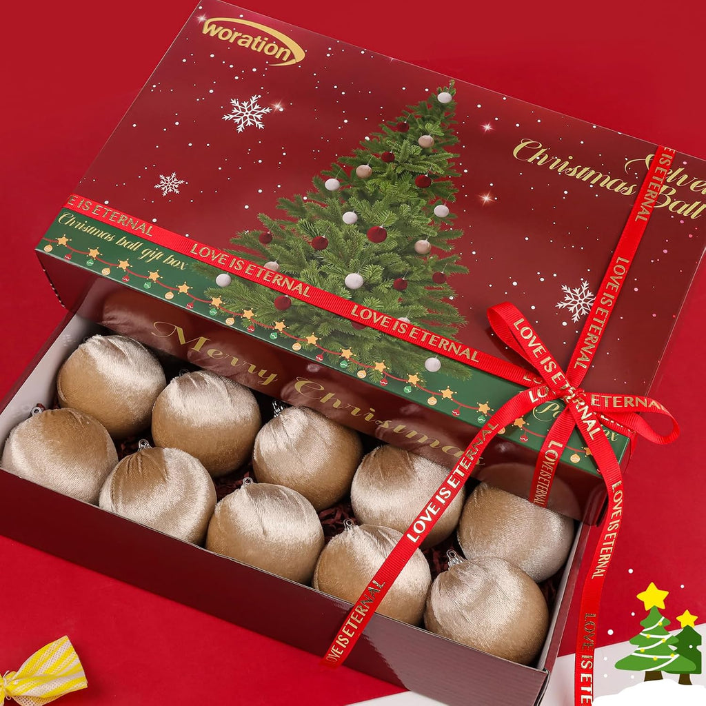 15pcs Christmas Velvet Ball Ornaments Flocked Xmas Tree 2.36inchs Small Shatterproof Hanging Ball Decoration for