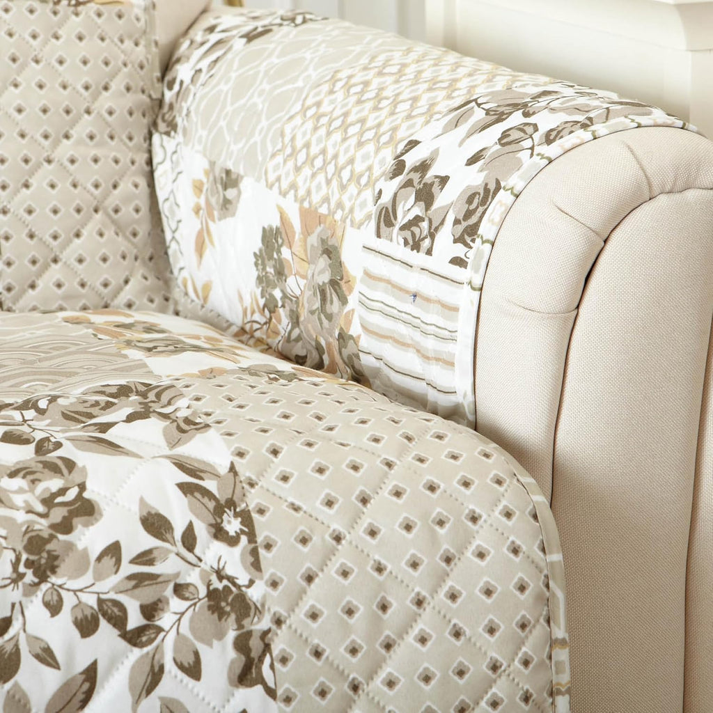 Reversible Patchwork Recliner Cover - Washable Slipcover Furniture Protector with Elastic Straps - Perfect for Kids &