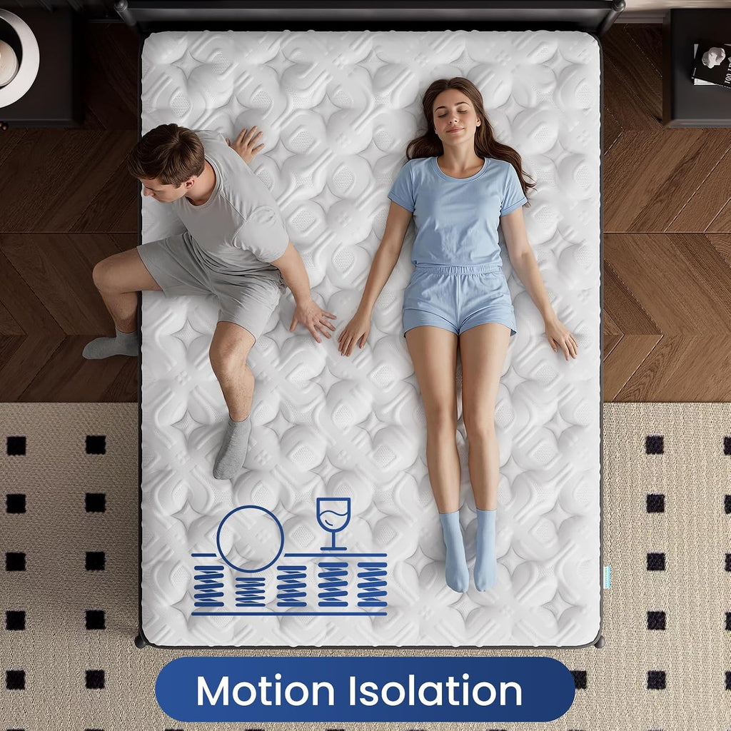 12 Inch Firm Full Mattress, 7-Zone Hybrid Mattress with Extra Lumbar & Hip Support - Deep Sleep Pain Relief Bed in a