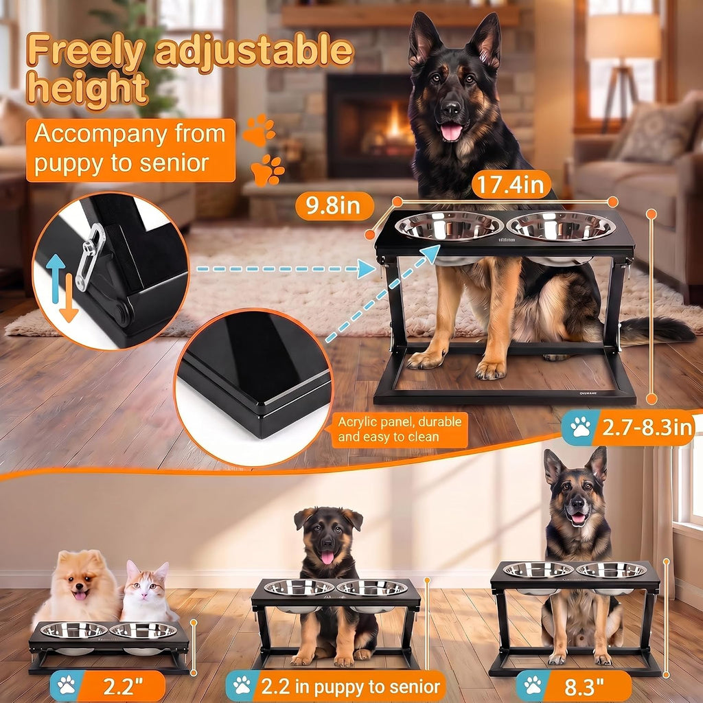 Elevated Dog Bowl, Adjustable Height and Tilt Angle Dog Bowl Stand