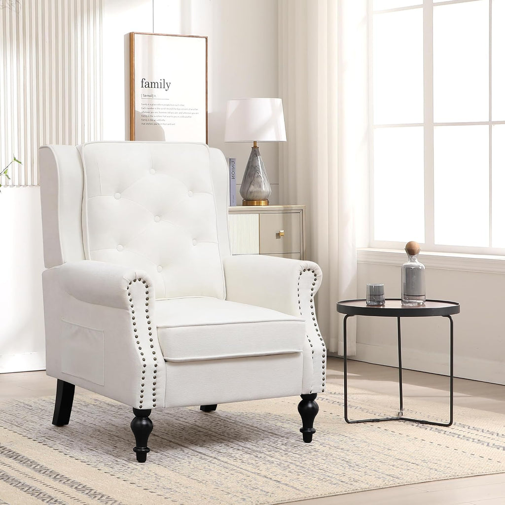 Modern Accent Chair Set Of 2, Wingback Living Room Chairs With High Back, Accent Upholstered Armchair With Vintage