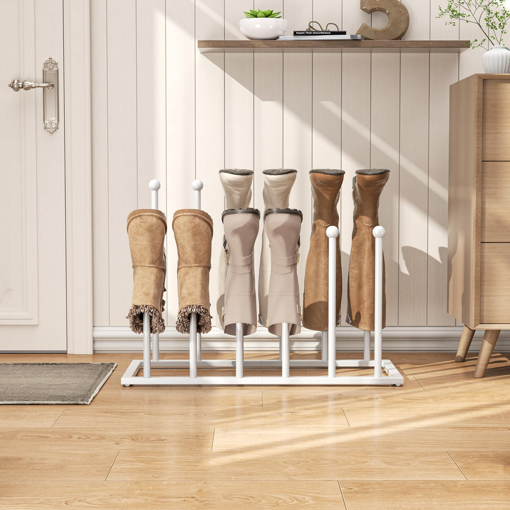 Freestanding Boot Rack, Shoe Storage Organizer Fit for 6 Pairs, White