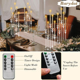 4 Set Acrylic Candelabra Centerpiece Clear Candle Holders with 20 LED Candles 5 Arm Holder for Tables with Remote