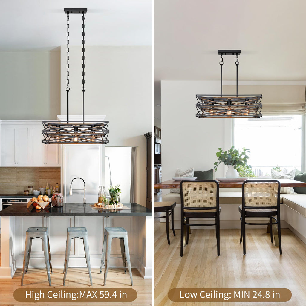21''Farmhouse Dining Room Light Fixture, 3-Light Kitchen Island Lighting, Industrial Chandelier Over Table Kitchen