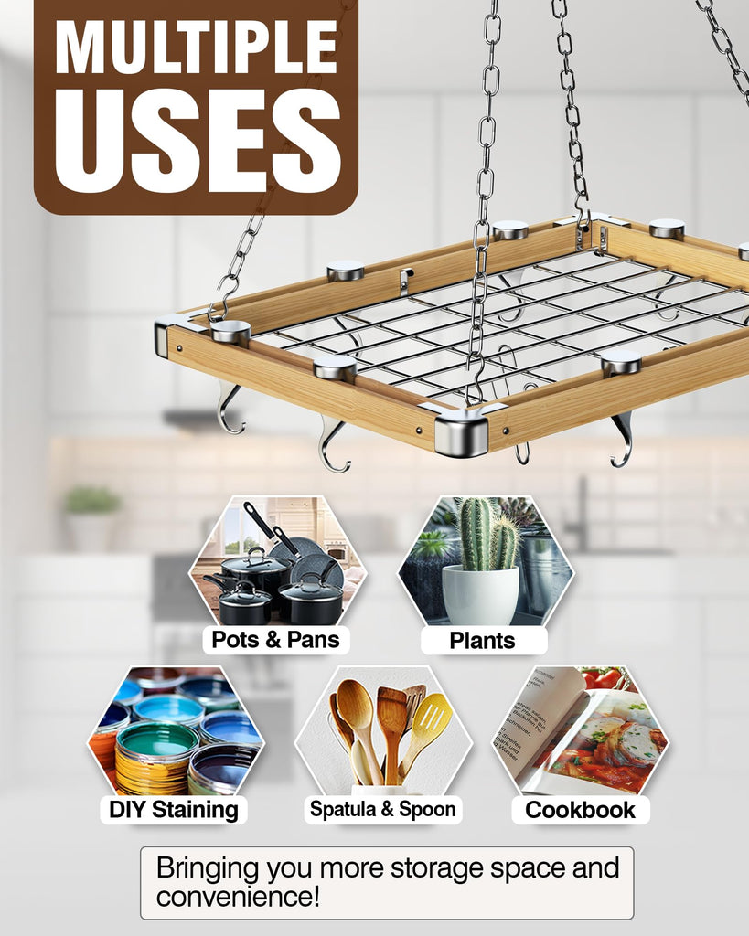 Hanging Pot Racks, Ceiling Wood Pot Rack