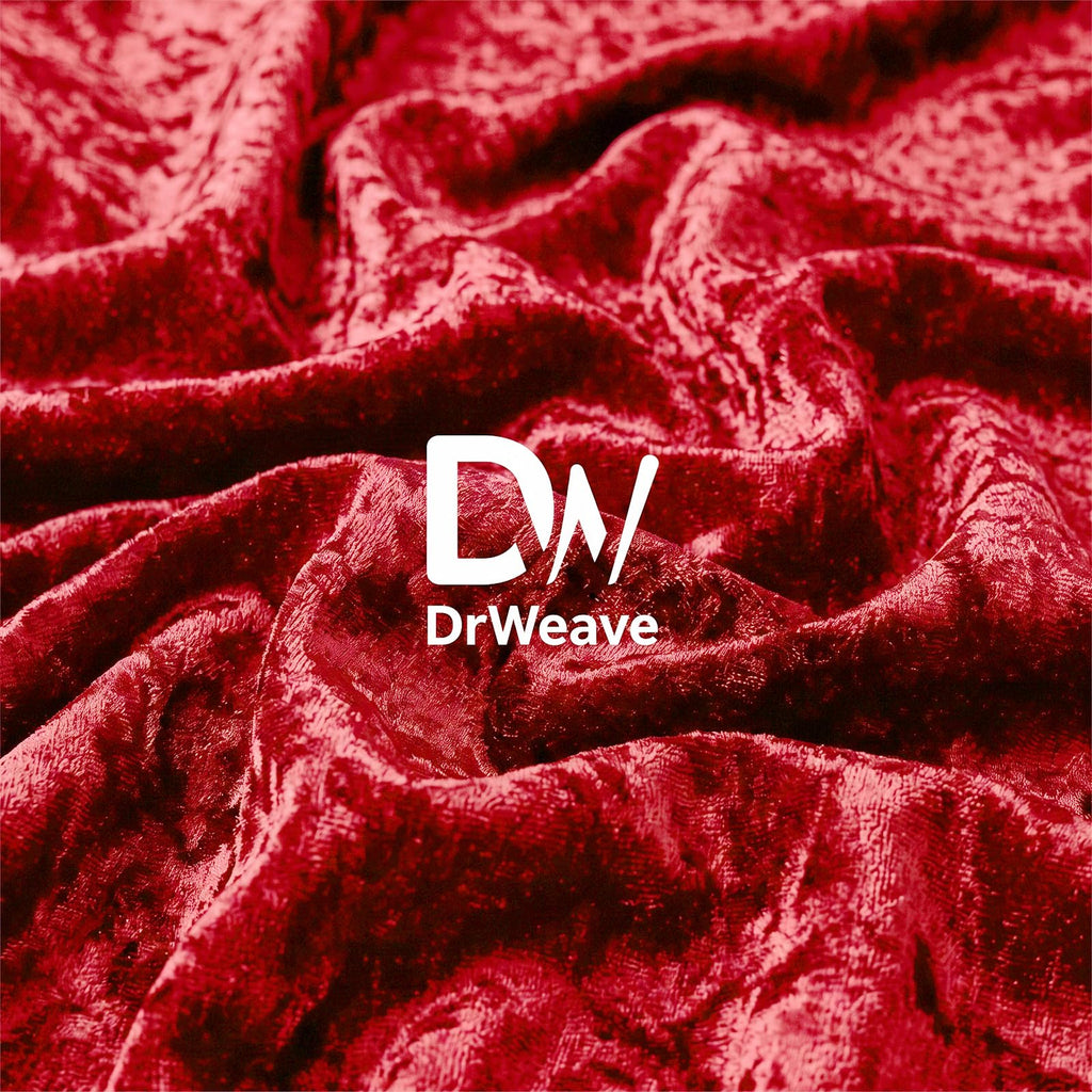 Crushed Velvet Fabric, 2 Way Stretch, 63 Inch x 1 Yard, Red