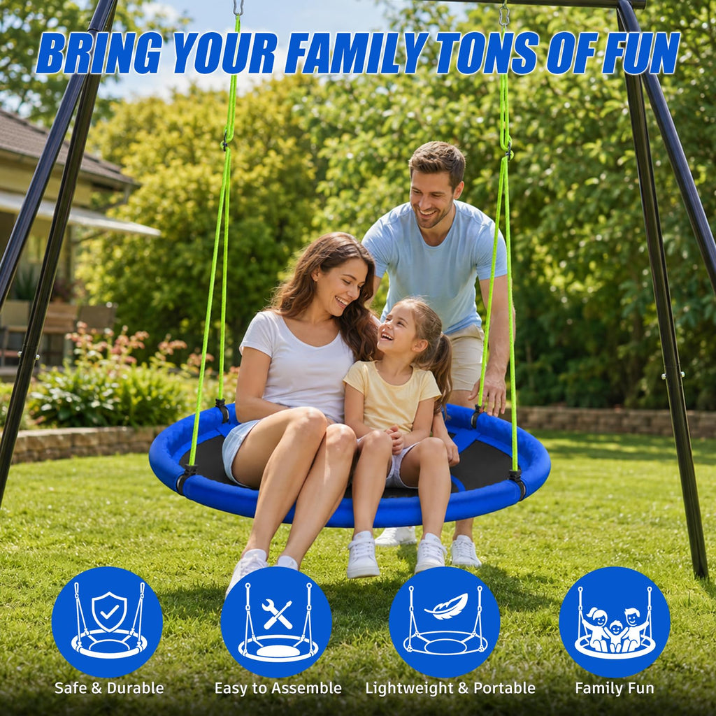 43" Tree Swing Saucer Swing with Tree Straps Durable Textilene Fabric