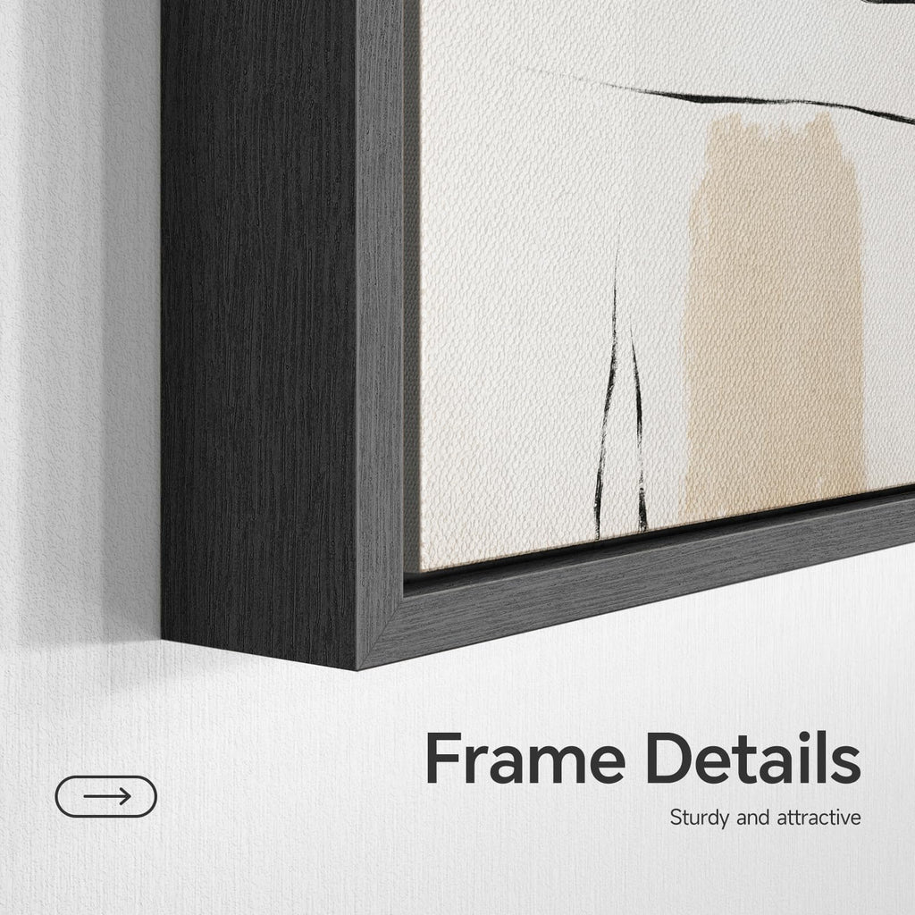 Framed Black and White Gold Abstract Wall Art, 24x36 Inch
