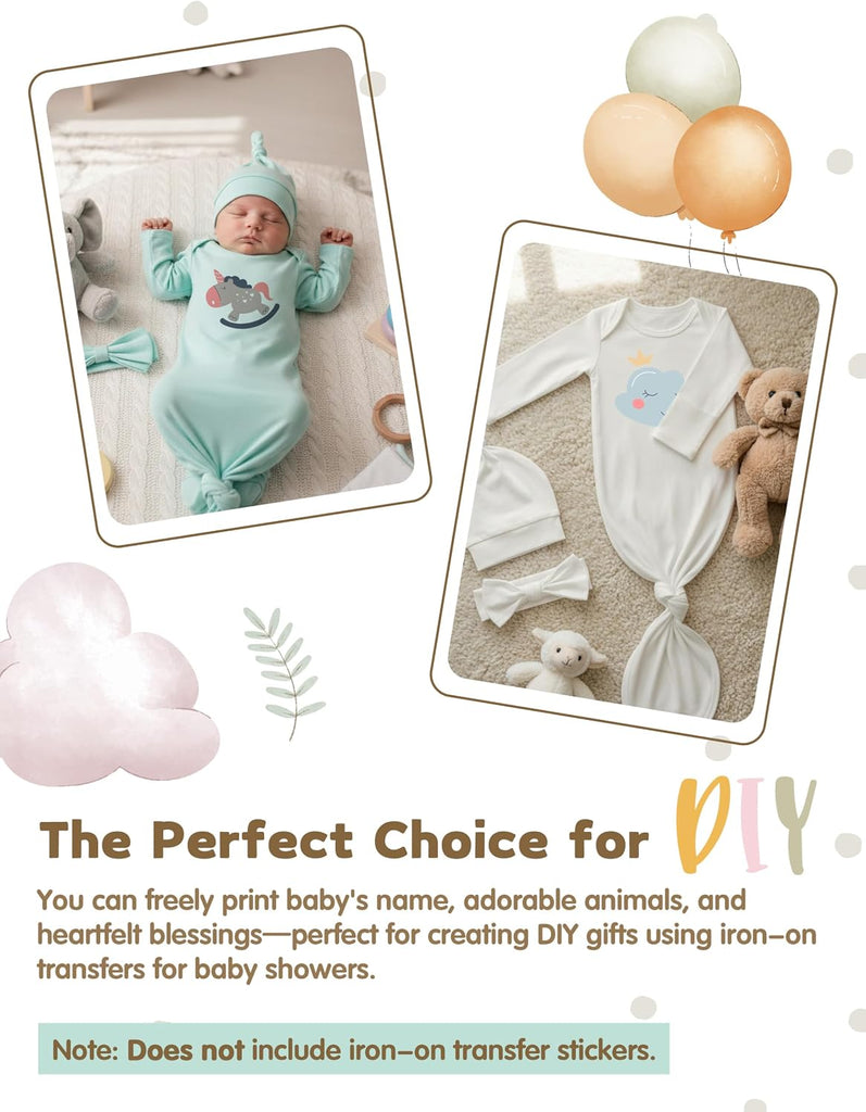 Newborn Knotted Gown 2Pack, Soft Breathable Baby Sleep Gown for Boys Girls, Infant Baby Coming Home Hospital Outfit