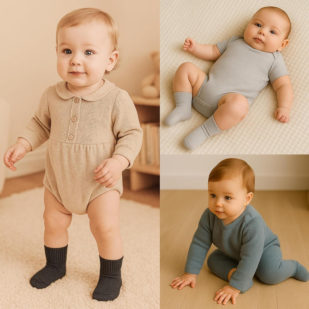 Baby Grip Ankle Socks 6 Pairs | Infant Toddlers Sock Organic Cotton | Kids Boys Girls Ankle