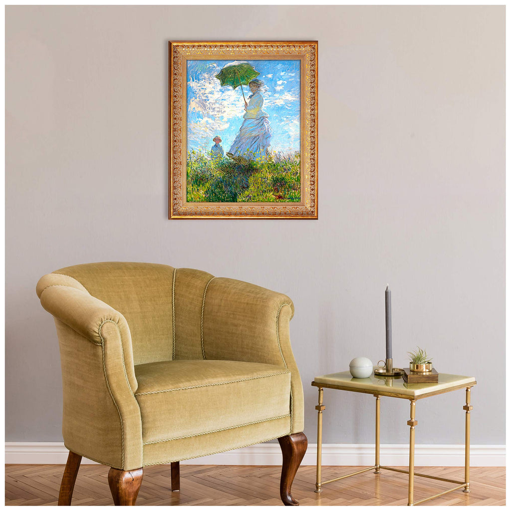 The Walk, Woman with a Parasol (1875) by Claude Monet Framed Size:24.5x20.5 inches, Image Size:20x16 inches World