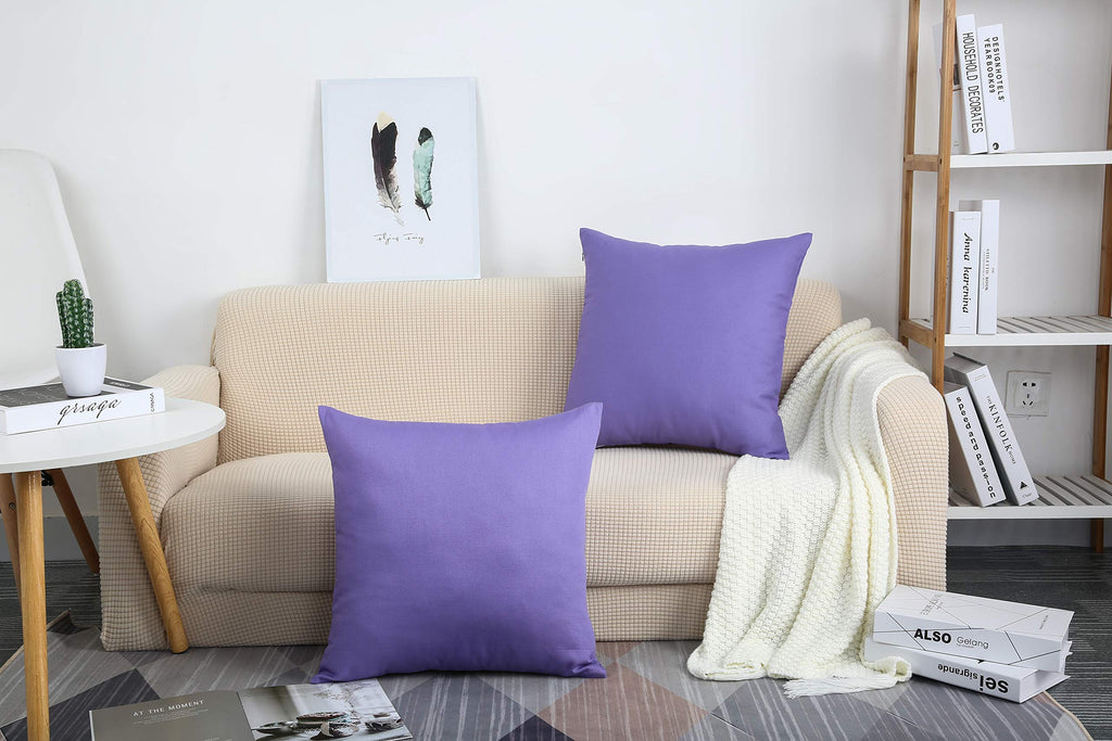 Handmade Decorative Solid 100% Cotton Canvas Throw Pillow Covers/Pillow Shams, (26"x26", Violet), 1 Count (Pack of 1)